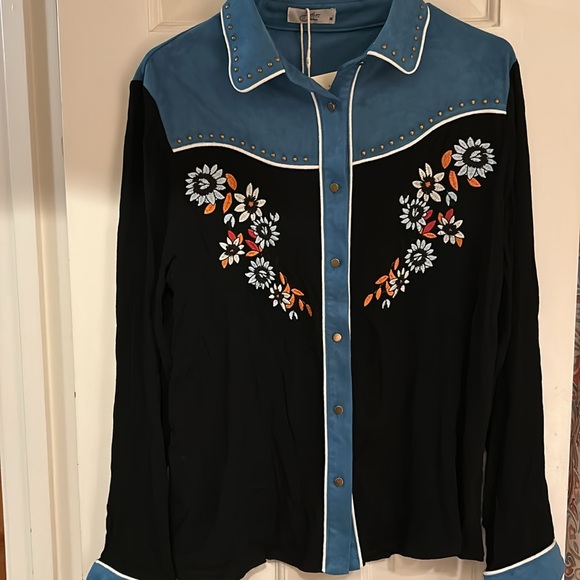 NWT John Moon Western Long Sleeved Button Down - Picture 4 of 13